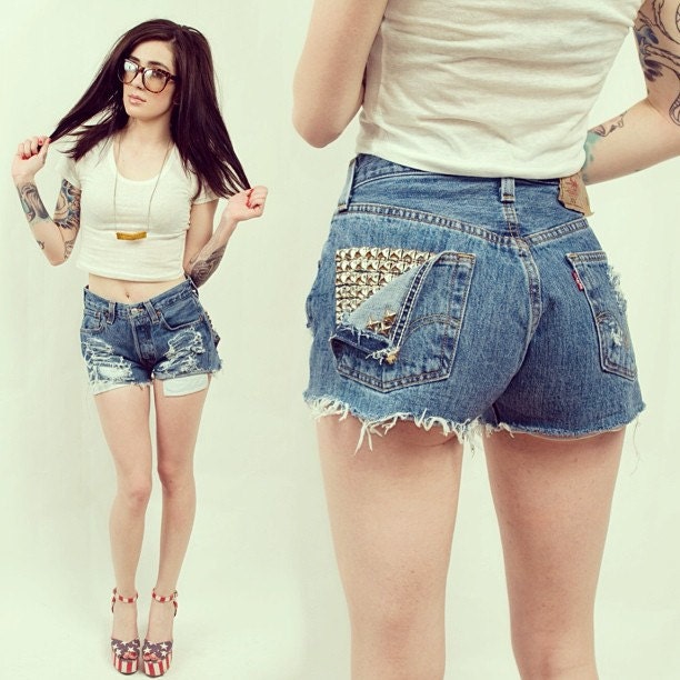 Vintage High Waisted Studded Shorts "The Wendy'"