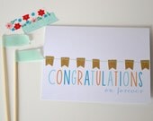 Mr. & Mrs. - Wedding Card - Congratulations Card - Congrats - Glitter Sticker - Glitter Banner - Anniversary Card - Engagement Card