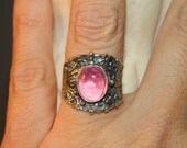 Pink sapphire Wide band ring