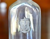 Memorial SALE Vintage glass medicine bottle with a Buddha amulet...flower vase...OOAK.