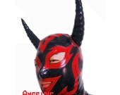 AngelDis latex costume latex hood with horns red evil mask mix color 02031