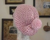 READY TO SHIP Hand Knit Hat Cloche Hat  sugar pink  Spring Fall Autumn Winter Accessories Fashion