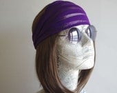 Wide Stretchy Chiffon  Fashion all day comfort woman's Headband hair band turban head wrap purple flower.. Hippie gypsy