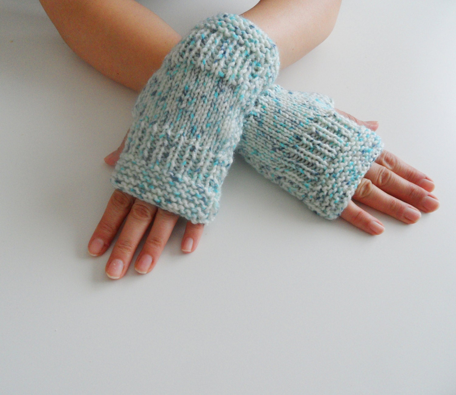 gloves,, knitting gloves, fingerless gloves, mint green marbling gloves, wrist warmers, woman, girls valentine day gifts hand warmers