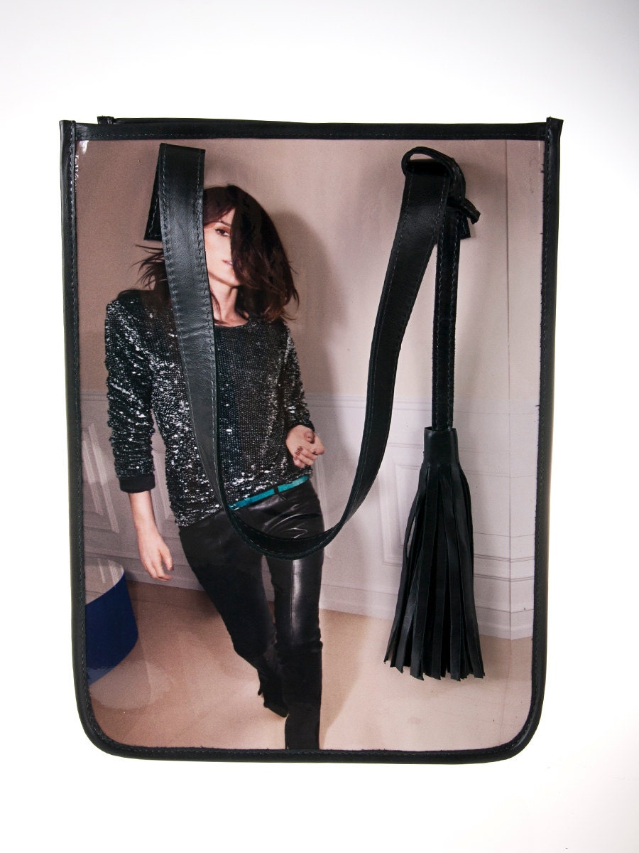Black Shopping Bag - Unique Fashion Magazine Tote Handbag
