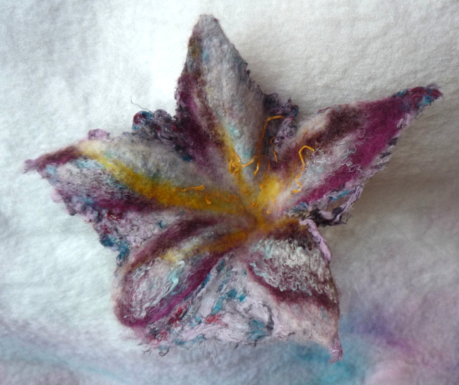 Nuno felted flower.Sewing supplies.Felting supplies.Aplique.Craft supplies.Sew-on flower.