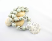 Mint Green Jasper Necklace -Beaded Gemstone Jewelry -Sesame Jasper