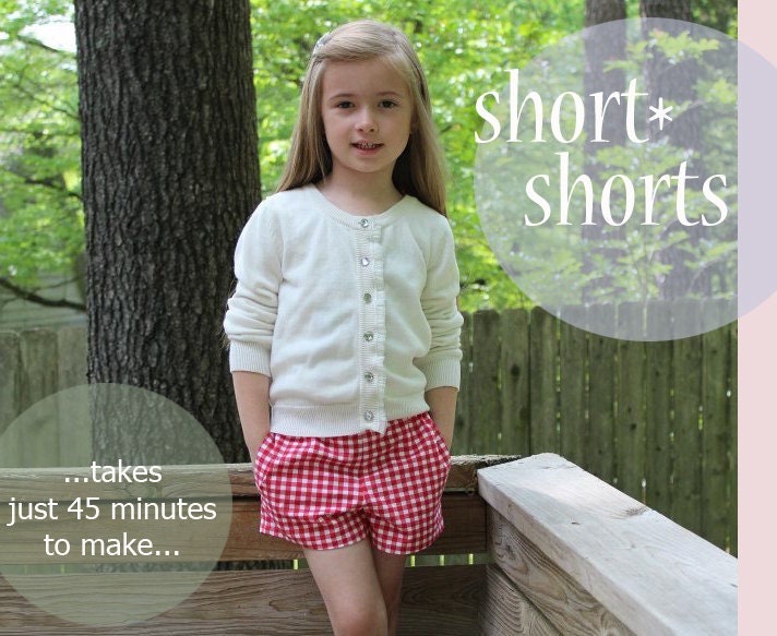 Simply Sweet Shorts - Girl's Short PDF Pattern. Girl PDF Sewing Pattern. Sizes 1-8