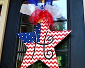 Fourth of July Door Hanger, 4th of July Wreath, Patriotic Wreath, Patriotic Star Door Decoration