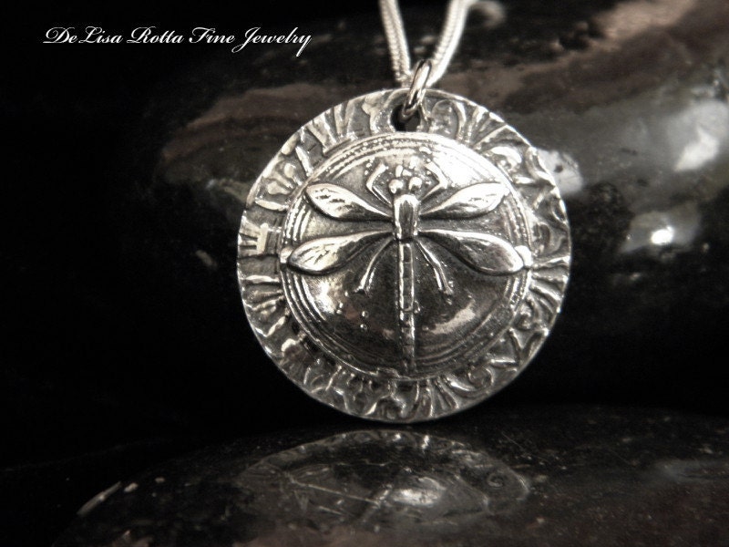 Recycled Silver Dragonfly Pendant Necklace