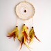 Small Dream Catcher - Summer Sunshine - With Brown Gemstone Amulet, Yellow and Brown Feathers - Home Decor, Nursery Mobile