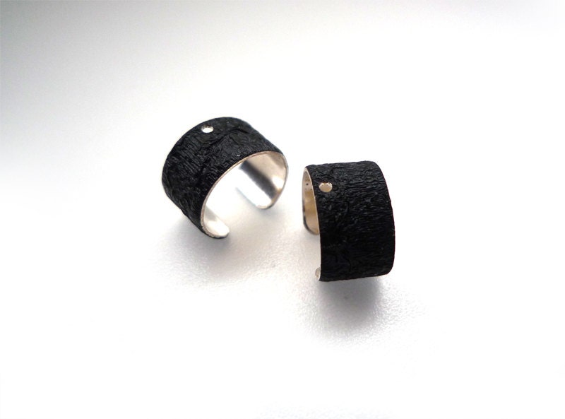 Textured Black Powder Coated Ear Cuffs - 4 pcs - A98