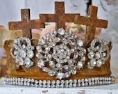 Hand made crown metal and tons of rhinestones for statues home decor French Santos style Anita Spero