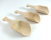 3 Small Wood Scoops - Unfinshed Wood Scoop - Party Favor, Candy Buffet, Waldorf-inspired Play