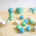 Shabby Sea Colors Geometric  Wood Beads,Old Look Hand Painted Geometric Beads,Do it Yourself Geometric necklace