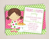 Pink & Green Pancakes and Pajamas Custom Birthday Party Printable Invitation Digital File Il_170x135