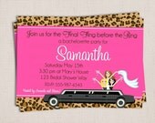 Chic Pink Leopard Limo Bachelorette Bridal Party Custom Printable Invitation Il_170x135