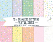 Seamless Dotty Pattern - Digital Scrapbook paper pack - Pastels - Polka Dots - Spots