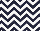 Navy Blue & White Chevron Fabric Remnant 15" x 52"