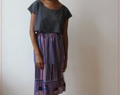 Purple and Blue 70s Printed Skirt