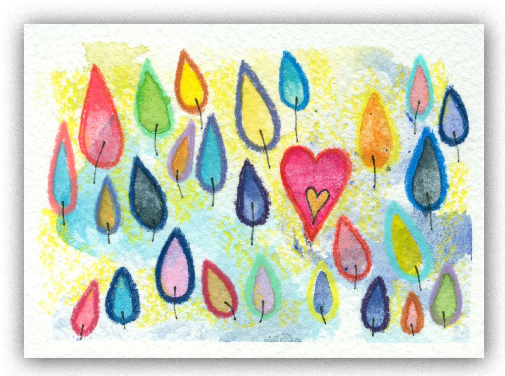 All Shine On - Original ACEO painting watercolor heart