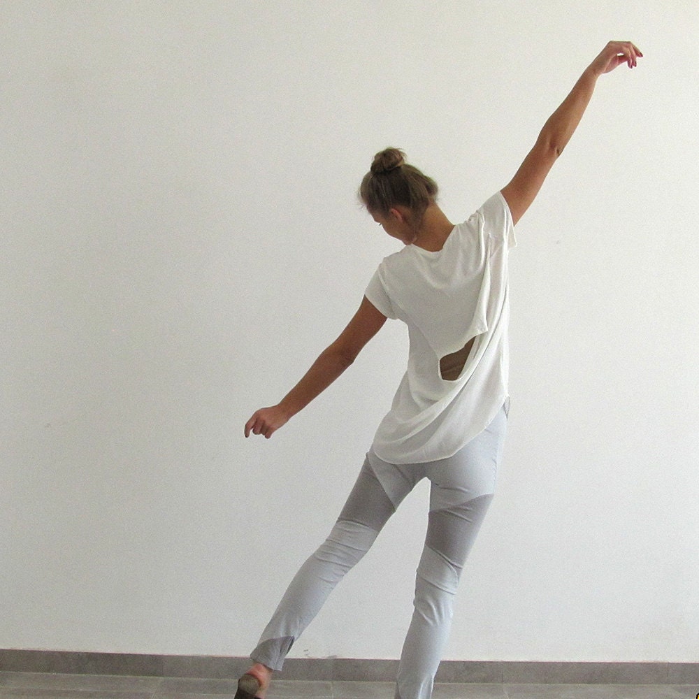 Open back blouse, Cream summer shirt,