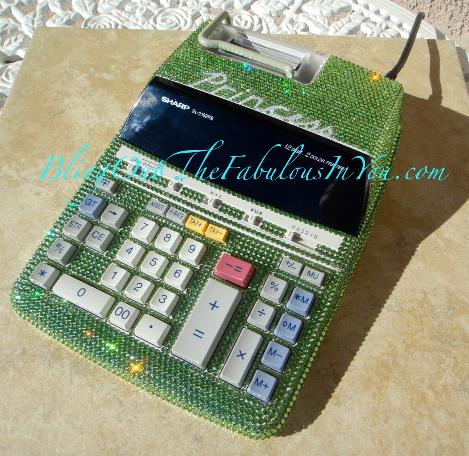 Swarovski Counting Calculator BEDAZZLED by Crystal Fetish. Get ready for TAX Season. Bling Calculator, Fashion Calculator, Swarovski Office