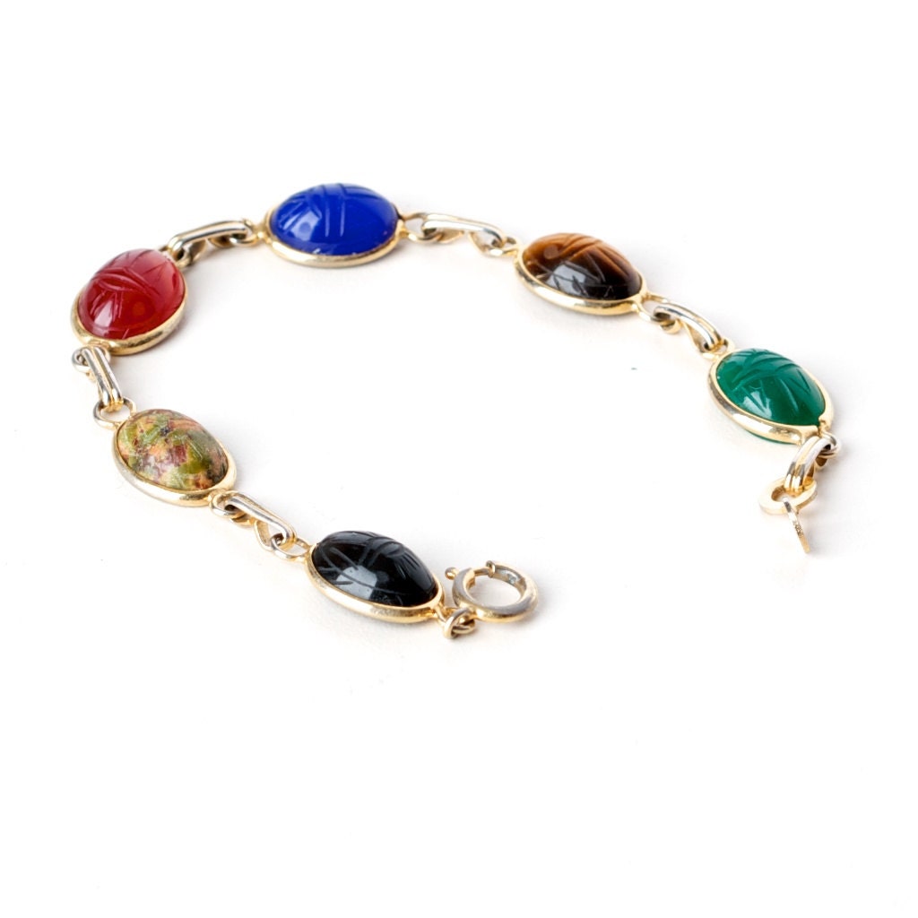 Vintage Egyptian Scarab 12K Gold Filled Bracelet