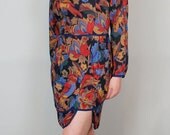 SPRING SALE 80s Peplum Dress// Floral Print Mini Dress// Peekaboo Hem