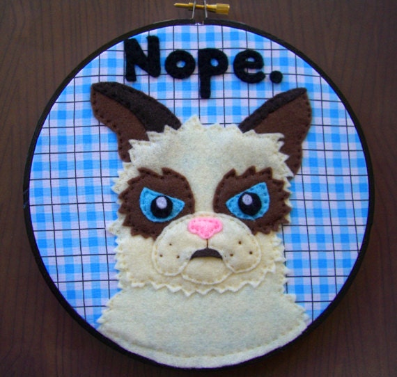 Grumpy Cat Embroidery Hoop