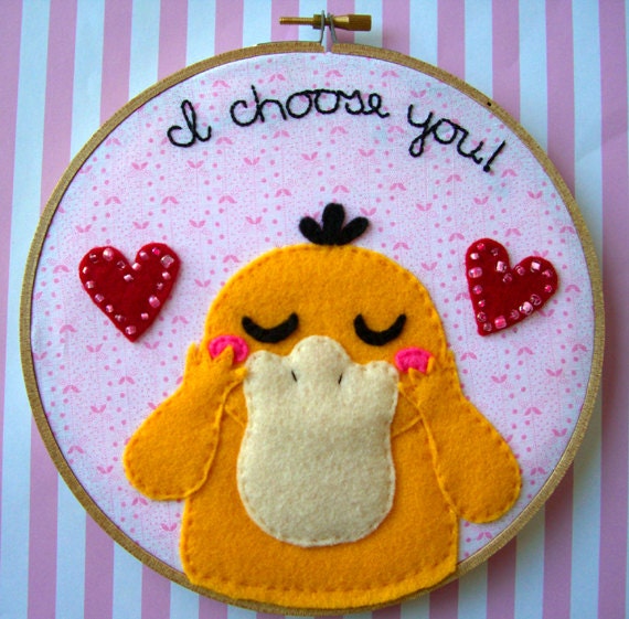Psyduck Valentine Embroidery
