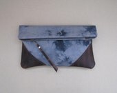ON HOLD : hand-dyed cotton and leather clutch