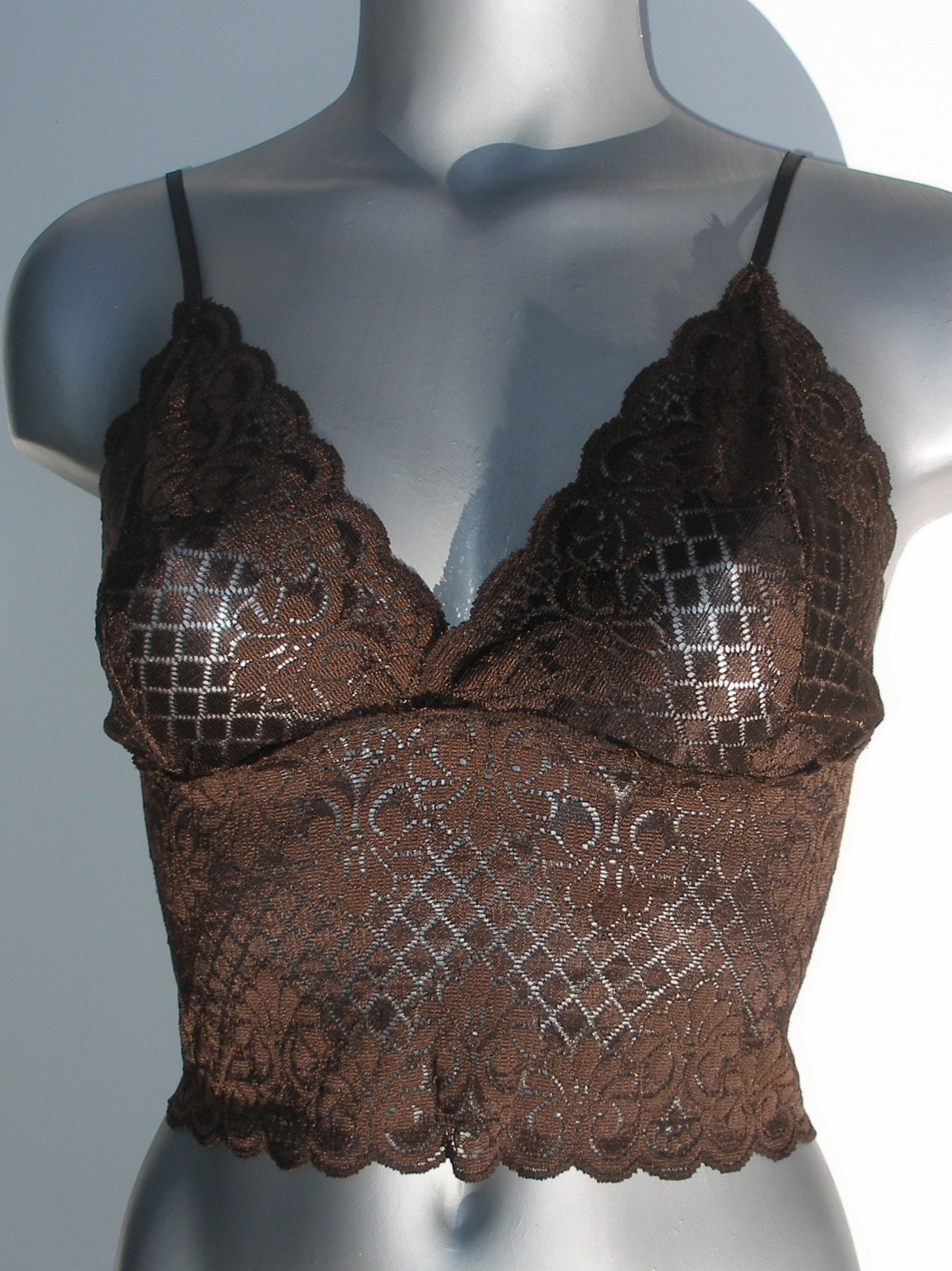 Rich Chocolate Brown Stretch Lace Camisole - lingerie or sleepwear