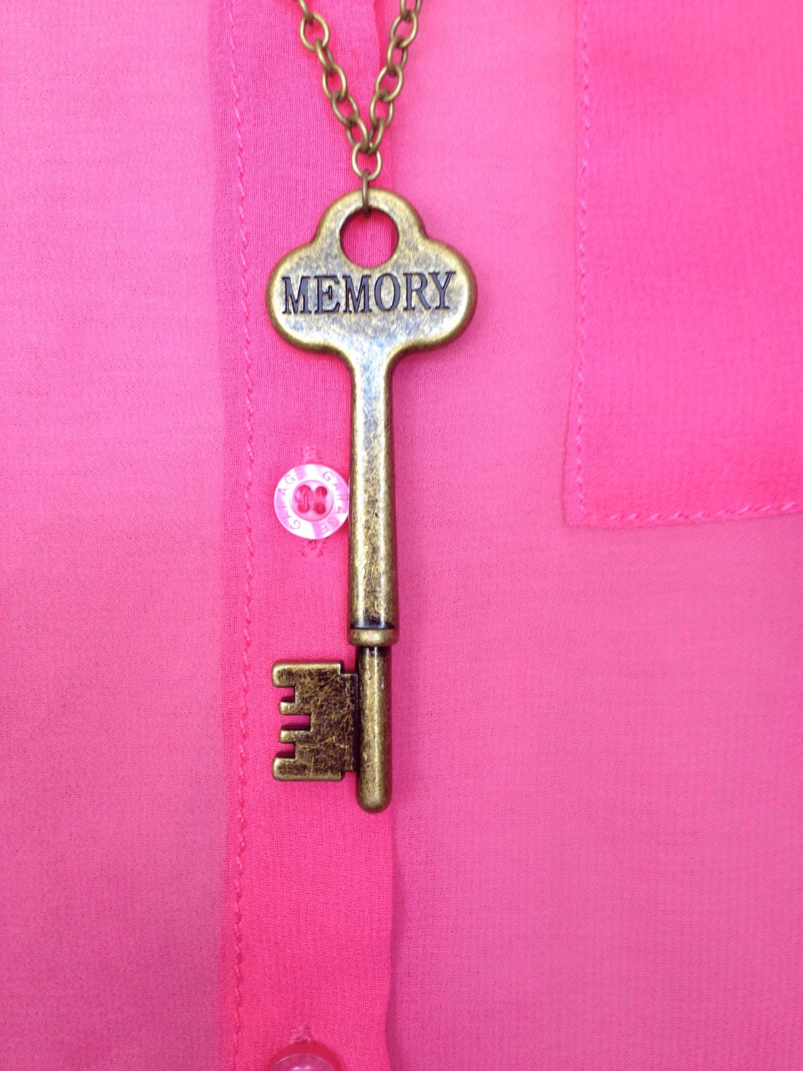 Large Brass Memory Key Necklace