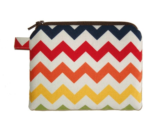 Chevron Zipper Coin Purse Padded Pouch