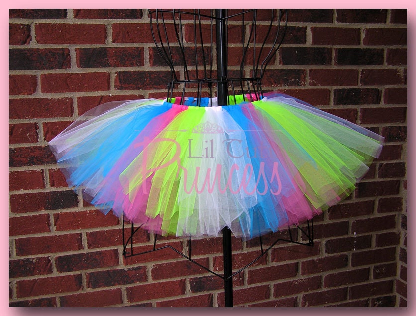 Elsie - Hot Pink, Lime, Turquoise and White Tutu - Birthday Tutu - Available in Infant, Toddler, Girls, Teenager and Adult Sizes