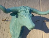 TURQUOISE  Resin Longhorn Hook / Shabby Chic / Western / Coat Hook / Key Hook