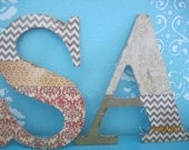 2 Shabby Chic Monogram Custom Sign Letter Inital Wall Decor Family Ampersand Wedding