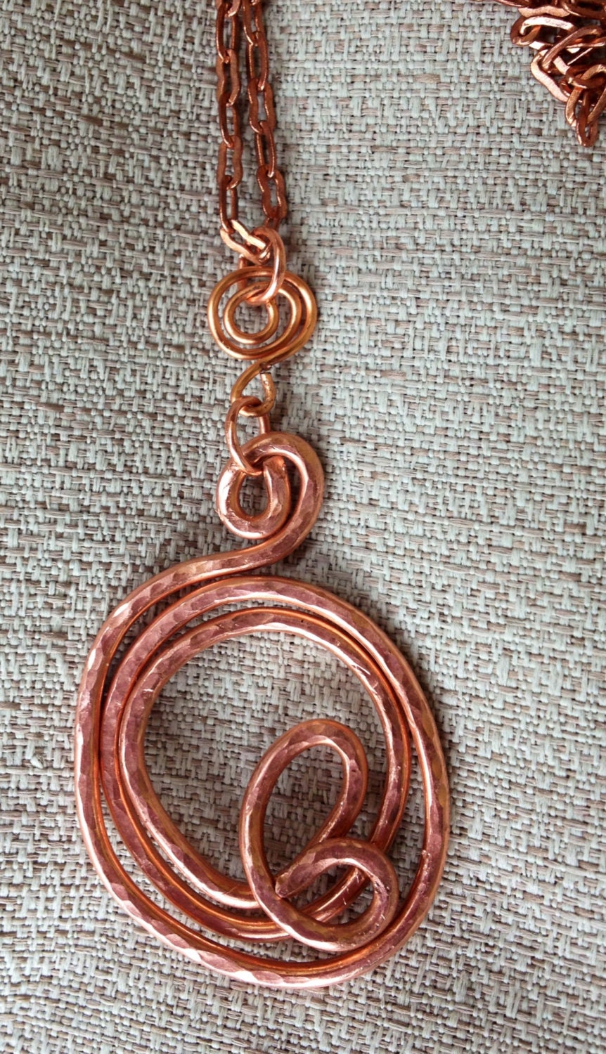Copper Spiral Path Healing Upcycled Pendant
