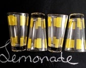Set of Vintage Yellow Tall Drinking Glasses
