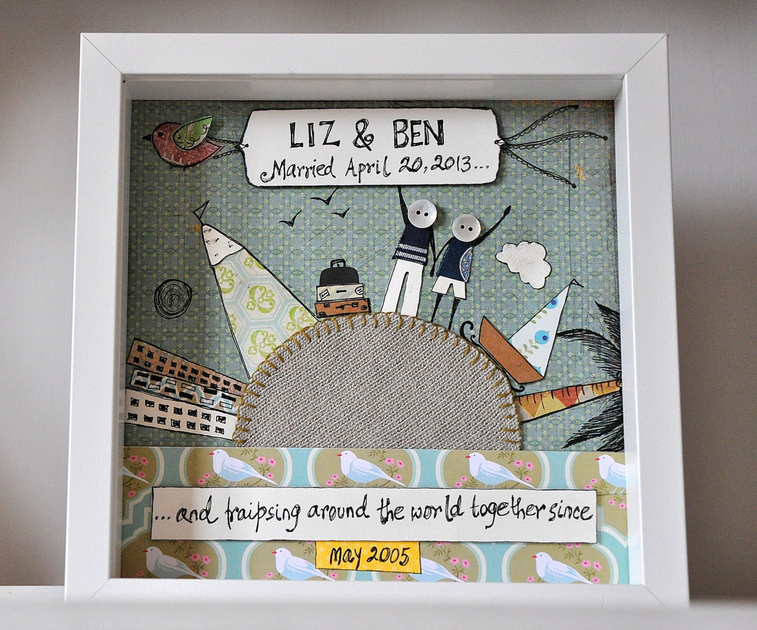 Sold, but similar can be custom made - Wedding, Anniversary gift - Personalised Art