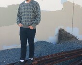 SALE 80s 90s Vintage Cosby Style Argyle Sweater Unisex Sz XL Grunge Hipster Unique Funky