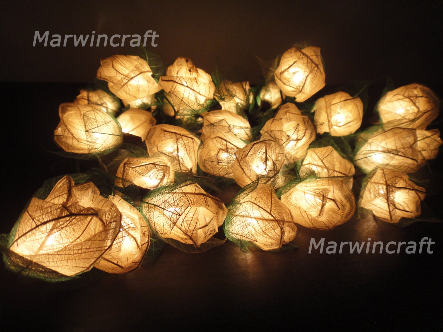 35 White Romantic Rose Flower Fairy String Lights Wedding Party Floral Home Decor 3.5m
