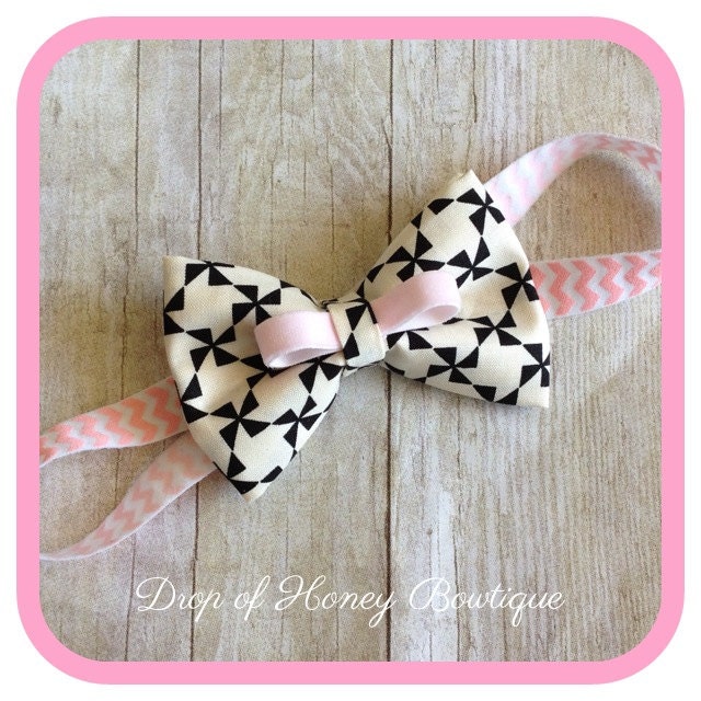 Sweet fabric pinwheel and chevron bow headband baby-toddler-child