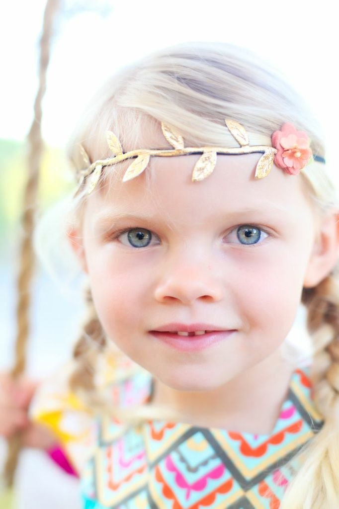 Gold leaf wool felt flower hippie headband baby-toddler-child