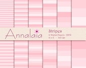 INSTANT DOWNLOAD Digital Paper Pack: Pink Shades Stripes Lines 12x12 8,5x11 Baby Girl Scrapbook Paper Commercial Use 367