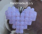 Moonglow Heart Pendant, Swarovski Crystal Floating Heart Necklace, Handmade Violet Opal Heart, Pale Purple Heart, Easter Jewelry