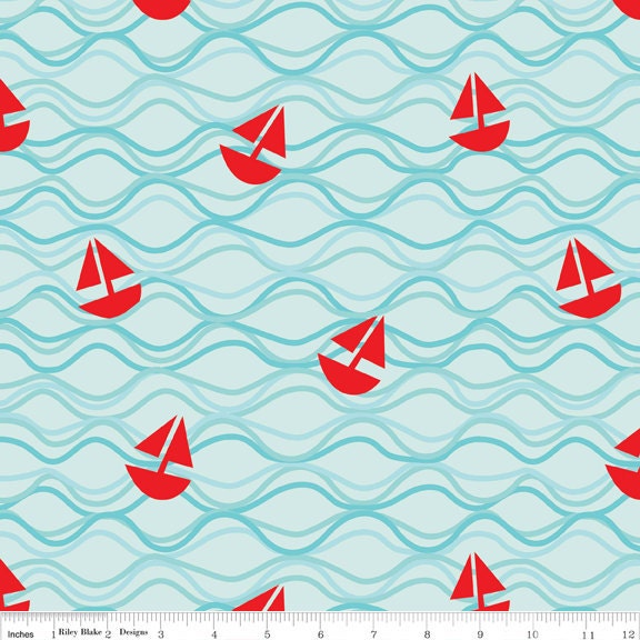 1/2 Yard - Maritime Modern - Maritime Come About - by Marin Sutton for Riley Blake Fabrics - C3292 AQUA