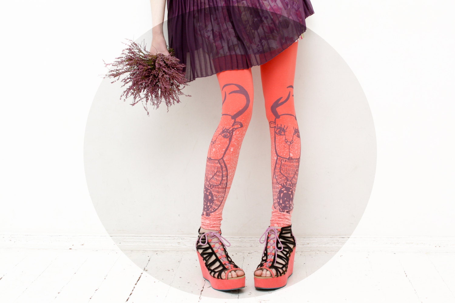 Coral roe print leggings