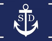 Monogrammed License Plate - Personalized Car Tag - Monogram Car Tag - Custom Design - Nautical - Anchor - ANCHORED